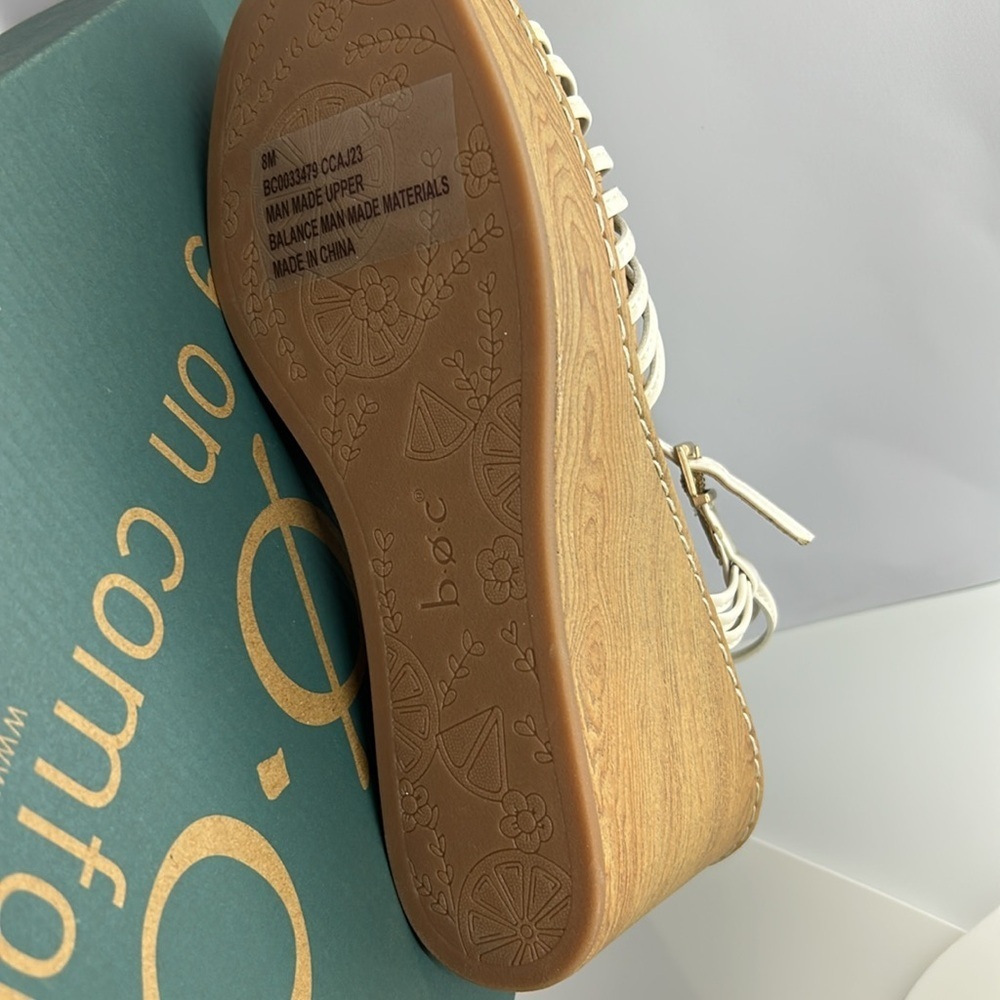 NEW B.O.C  CREAM  WOMEN CATALINA PLATFORM WEDGE SANDALS SIZE 8 - Picture 5 of 7